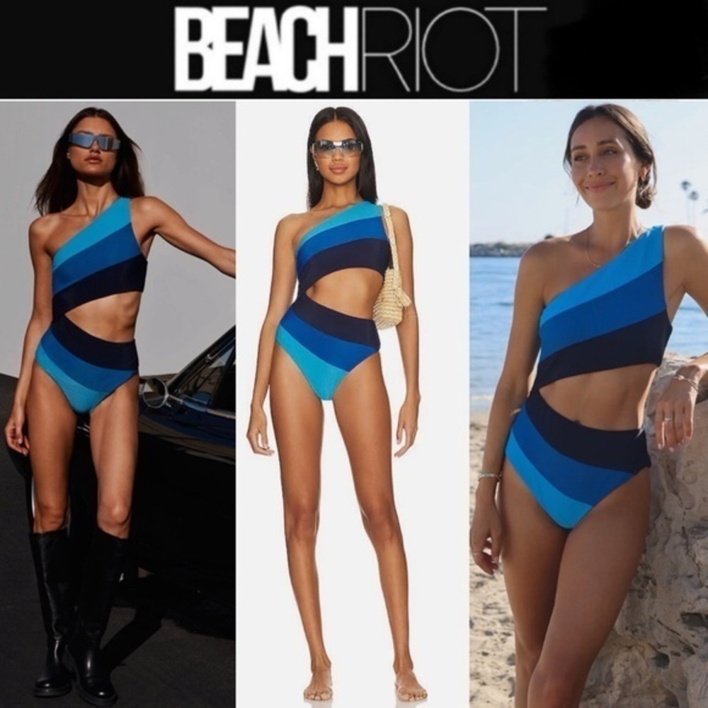 BEACH RIOT CELINE ONE PIECE CUTOUT SWIMSUIT COLORBLOCK SZ L